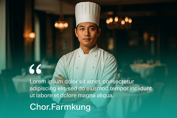 การ์ดคำรับรองสไตล์โมเดิร์นสำหรับ Chor.Farmkung พร้อมเชฟในร้านอาหารหรู